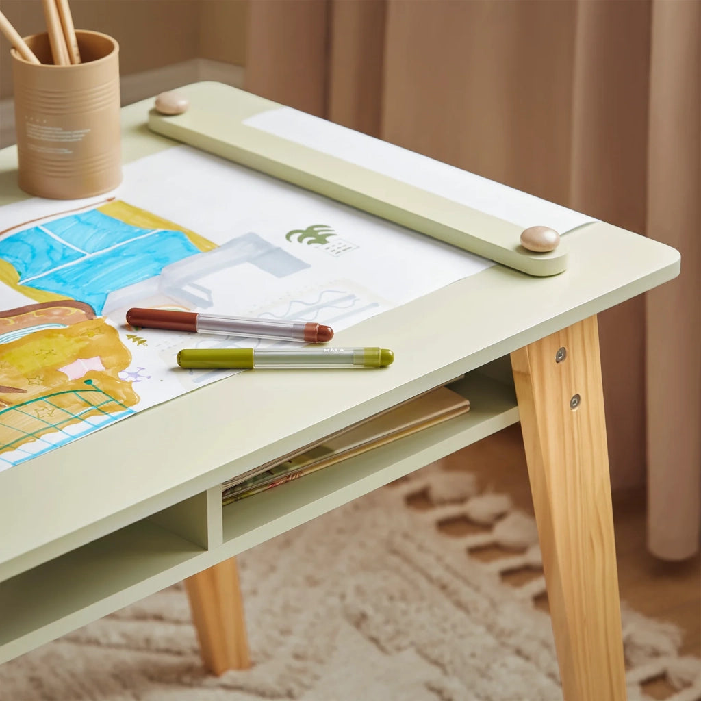 Tavolo Per Bambini Con 2 Sedie Set Mobili Per Bambini Tavolo Da Dipingere Per Bambini Verde KMB92-GR