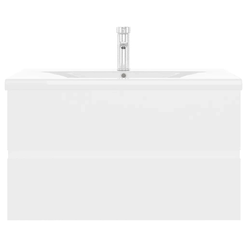 Mobiletto sottolavabo integrato pratico 80 x 38,5 x 45 cm stile contemporaneo finitura opaca in legno composito bianco 02_0055092