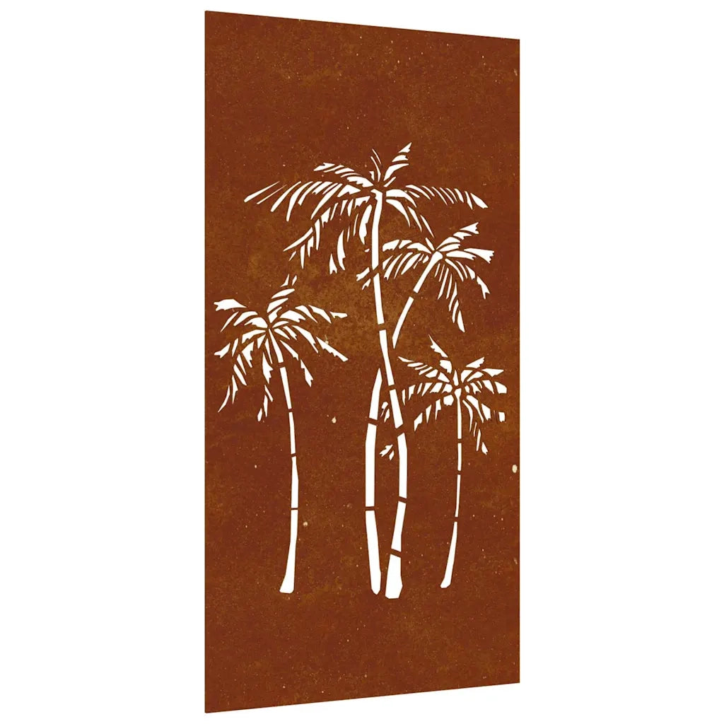Decorazione Muro da Giardino 105x55 cm Palma in Acciaio Corten 824485