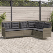 Divano da Giardino con Cuscini a L Grigio in Polyrattan