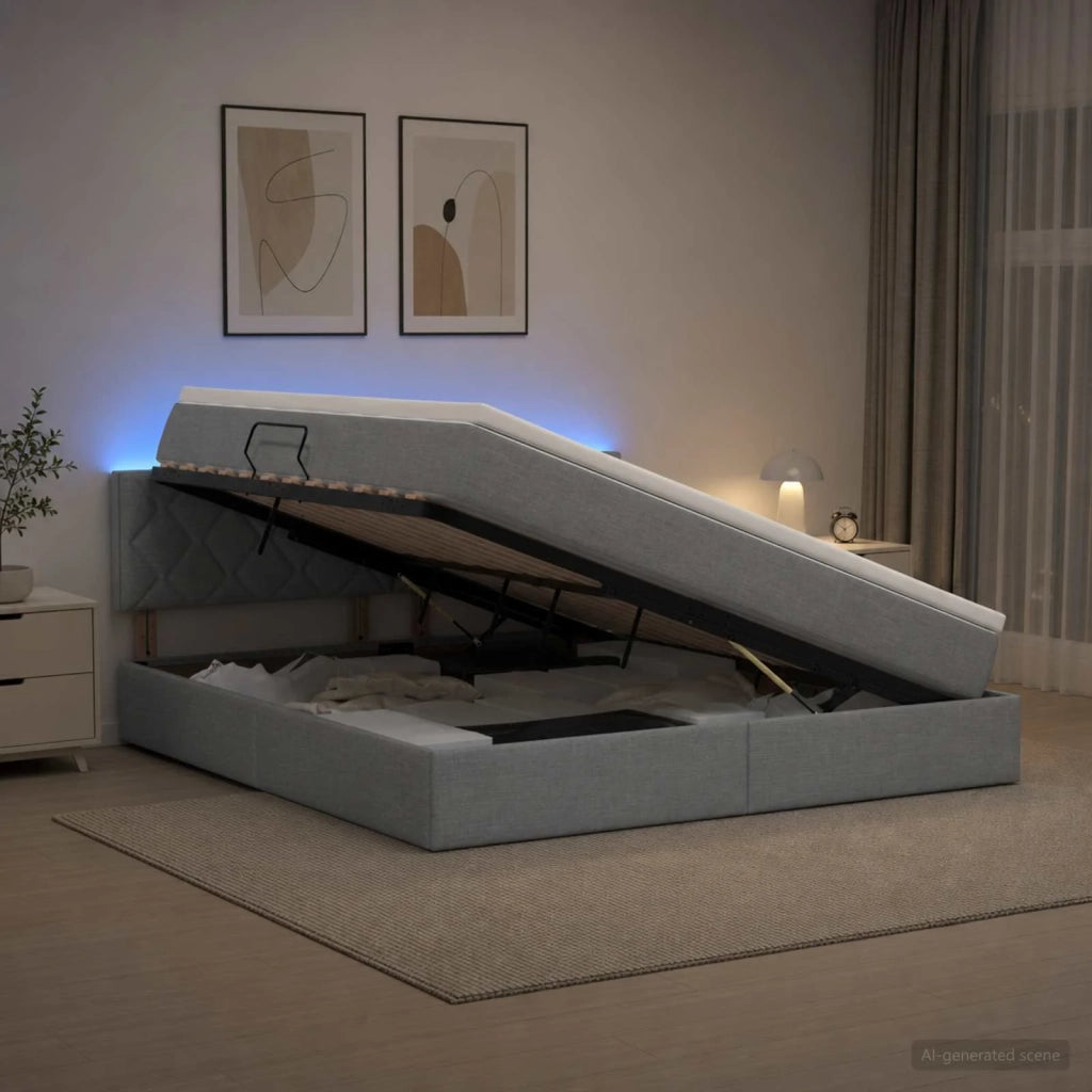 Letto con contenitore LED e materasso Grigio Chiaro 3459129