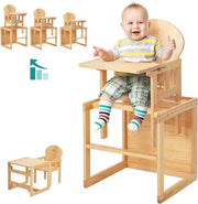 Culla 3-in-1 in legno per bambini da 3 a 6 anni - alta sedia, sedia a dondolo e set di tavolo per bambini