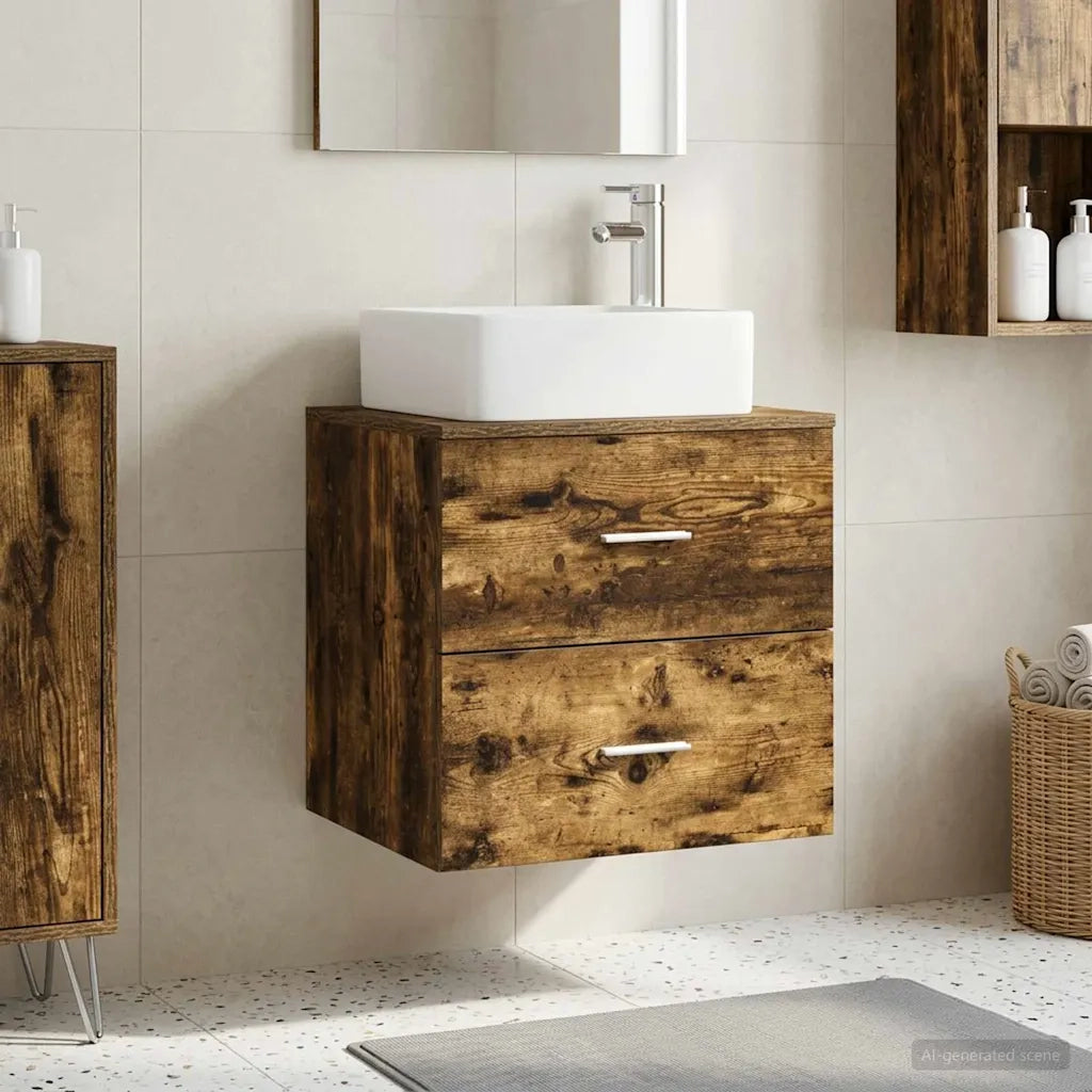 Mobile Lavabo da Parete Rovere Fumo 53 x 34,5 x 63 cm 890290