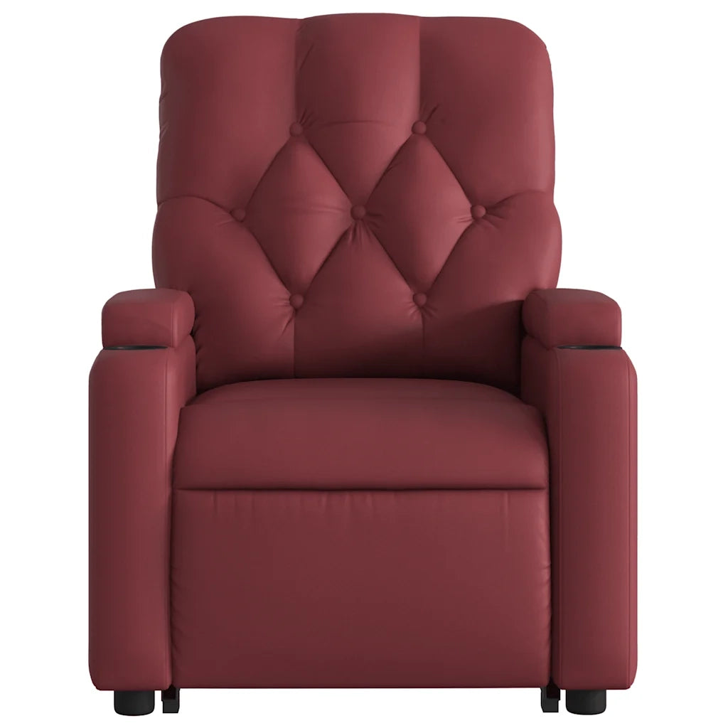 Poltrona | Sedia Relax Alzapersone Massaggi Reclinabile Rosso Vino Similpelle