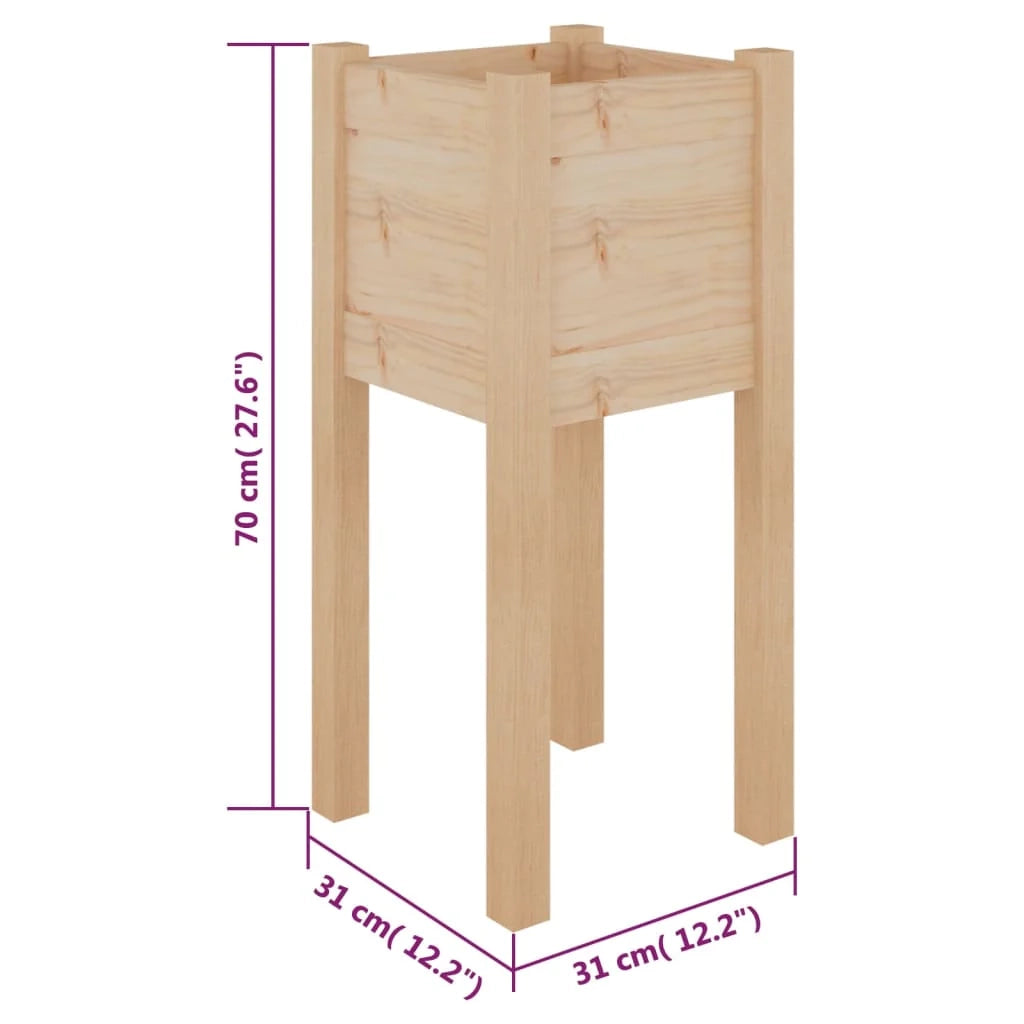 Fioriera rialzata per piante fiori giardino terrazze esterne set da 2 31 x 31 x 70 cm legno di pino massiccio marrone 02_0038894