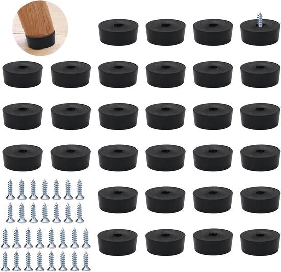Fili di gomma a vite 25 x 23 x 9 mm per tavoliere - set da 30 con viti