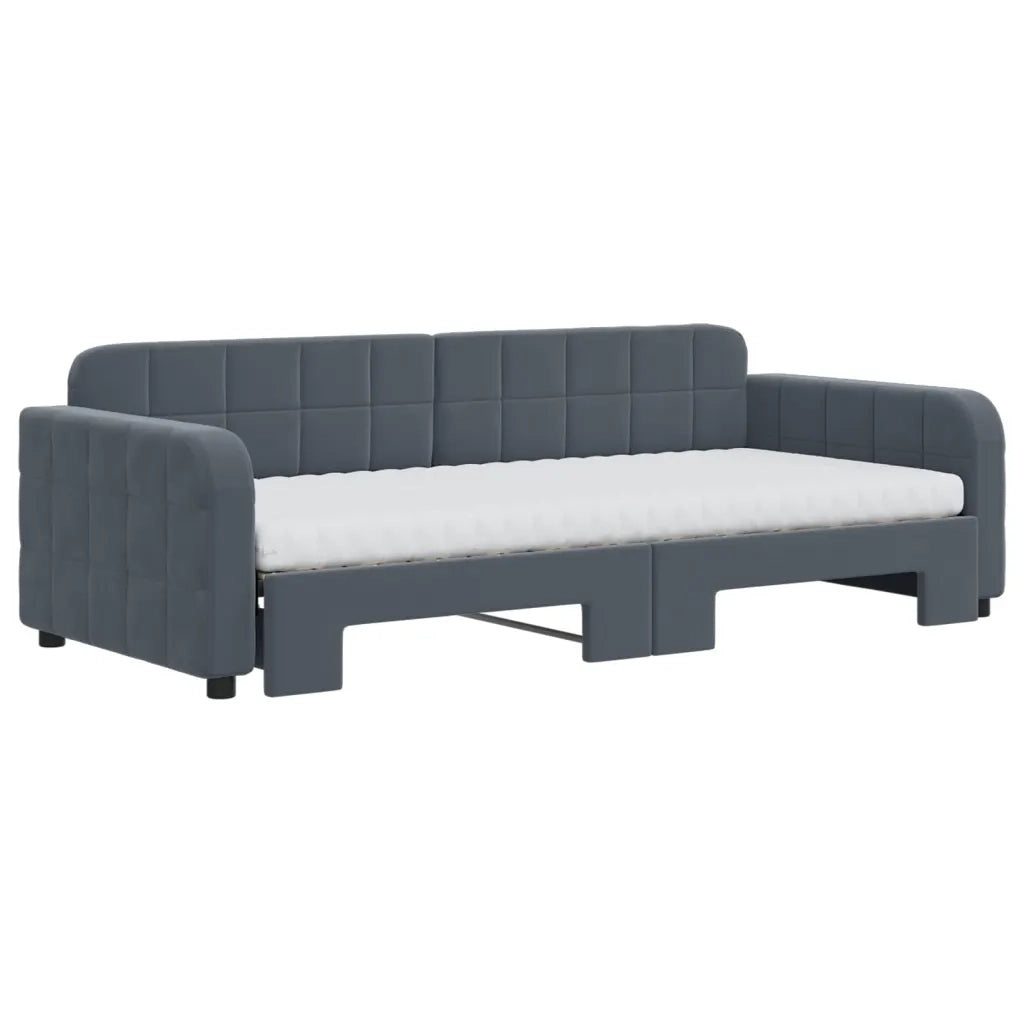 Divano Letto Estraibile Materassi Grigio Scuro 90x200cm Velluto 3196954