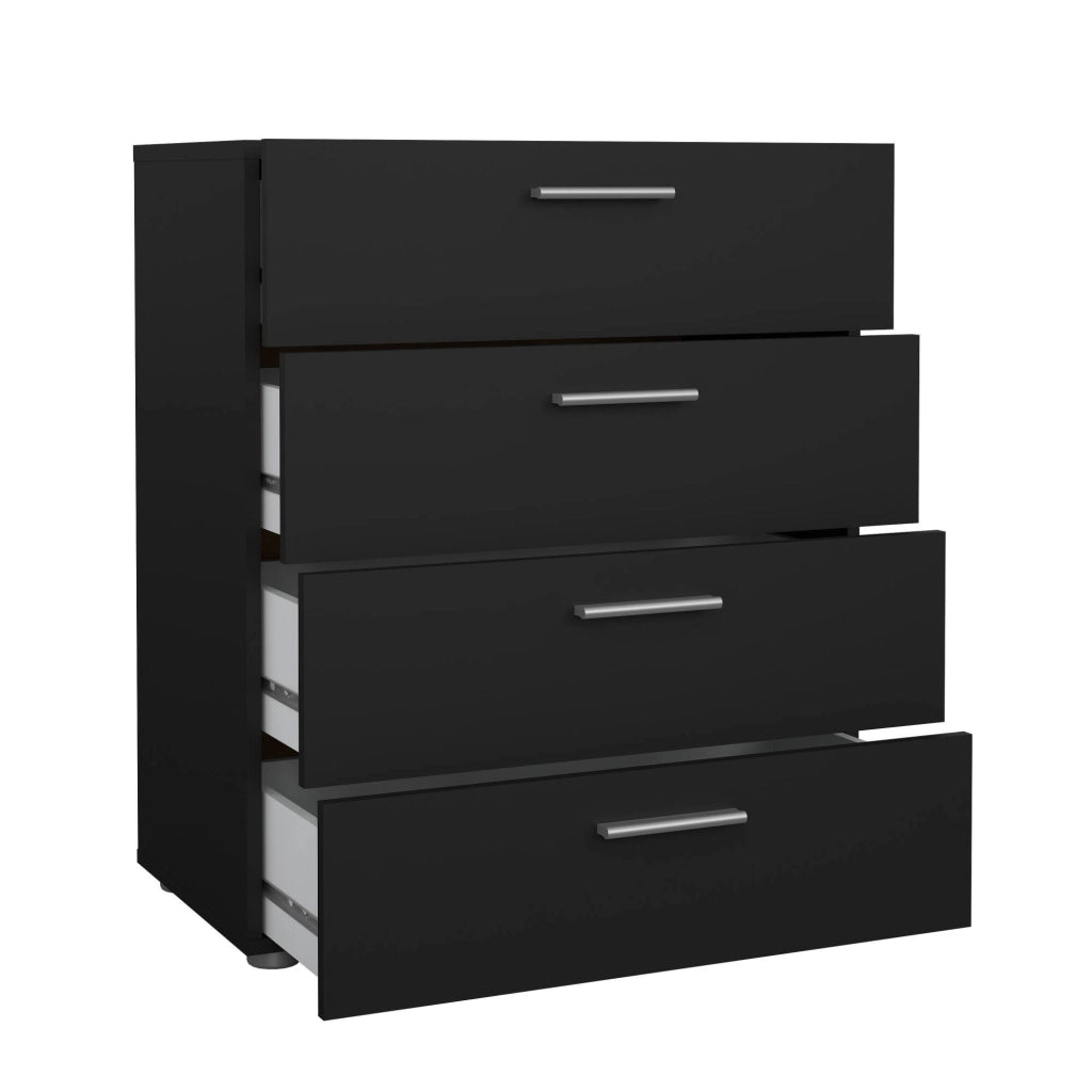 Cassettiera Asam, Settimino multiuso, Comò camera da letto, Mobile con cassetti, 70x40 h82 cm, Nero