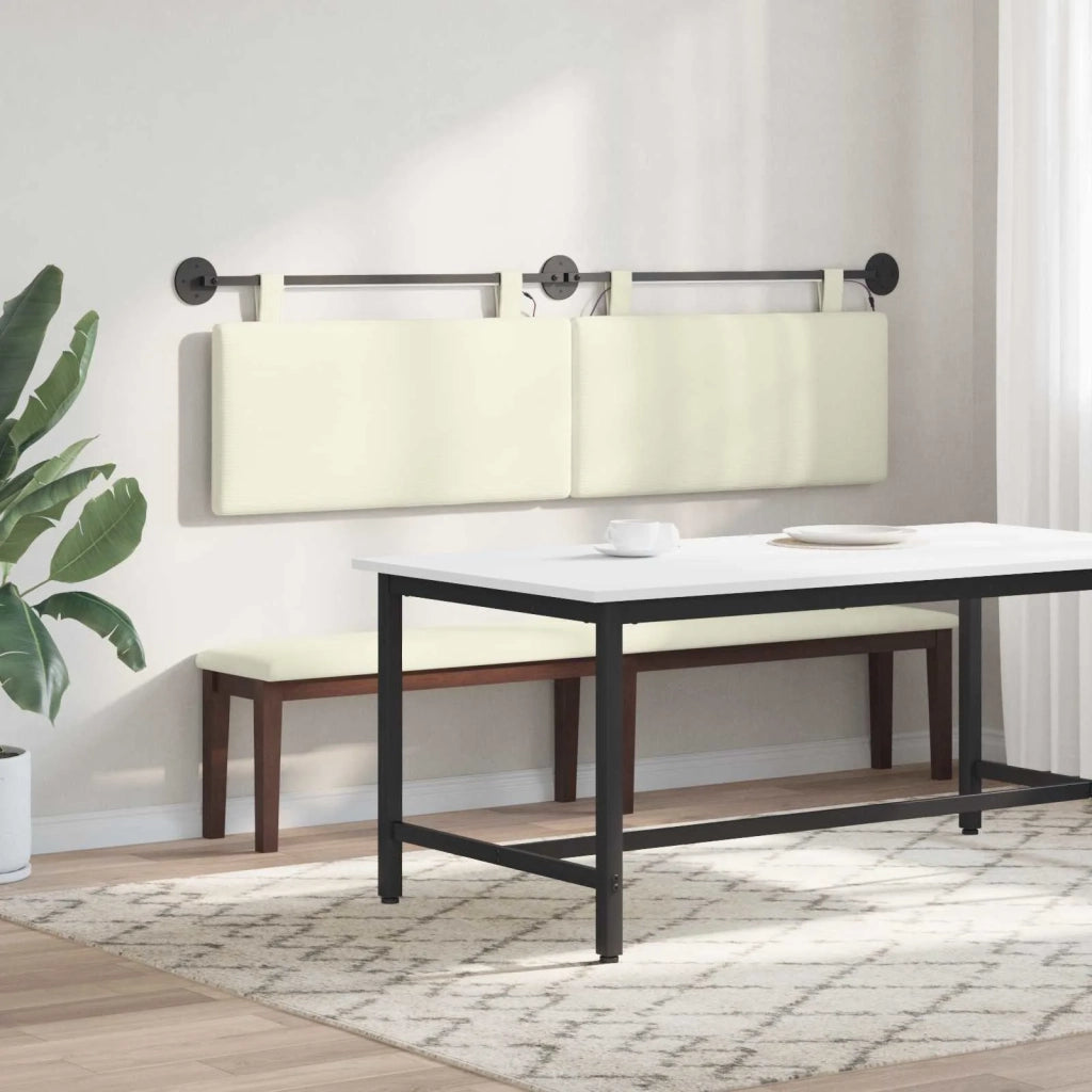 Testiera | Testata sospesa Con luce LED Crema Tessuto in Cords