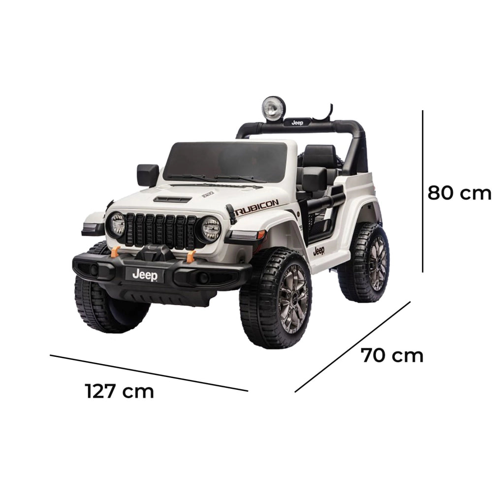 Macchina Elettrica per Bambini Jeep Wrangler Rubicon 12V con Telecomando Bianco