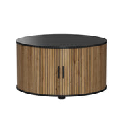 Tavolino soggiorno Selva Rovere/Nero 80 x 80 cm con porta scorrevole Vicco