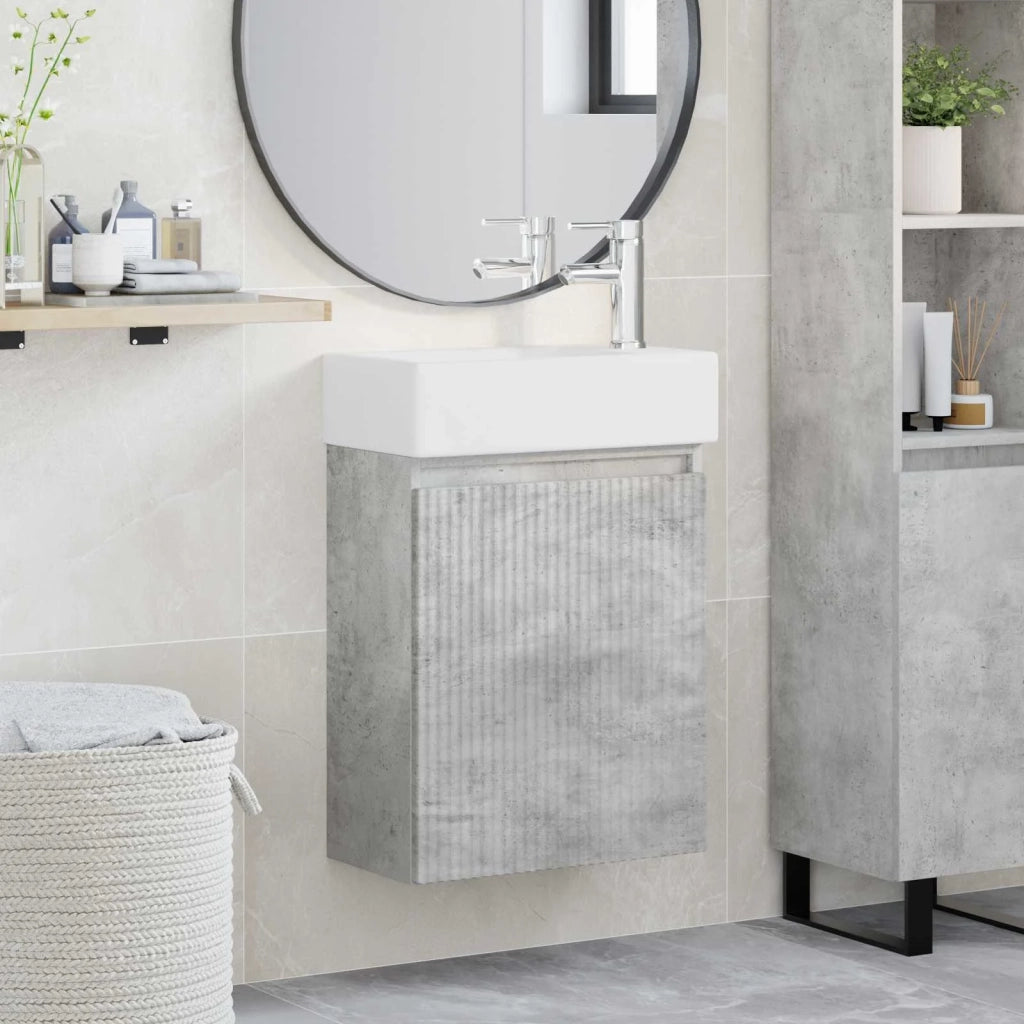 Mobile bagno con rubinetto Grigio Cemento 45,5 x 22,5 x 84 cm