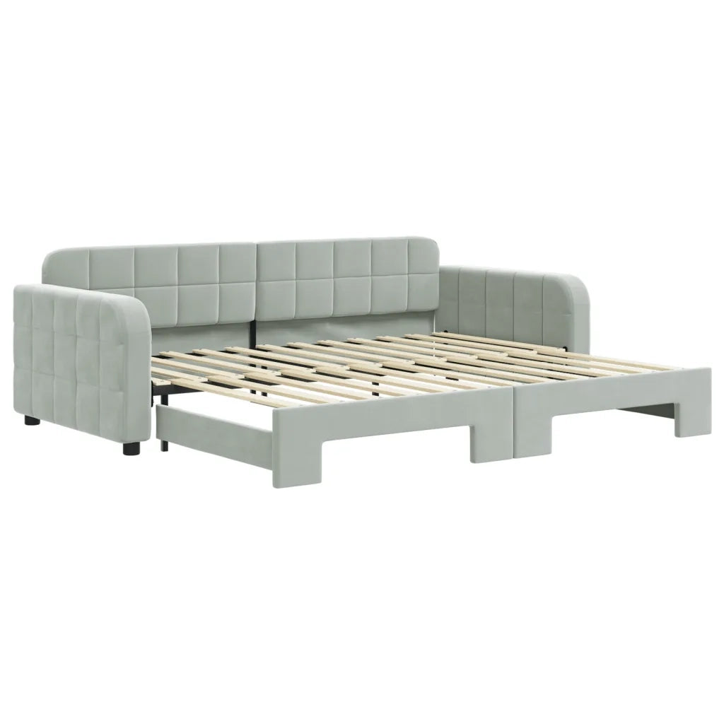 Divano Letto con Letto Estraibile Grigio Chiaro 90x200 Velluto 3196929