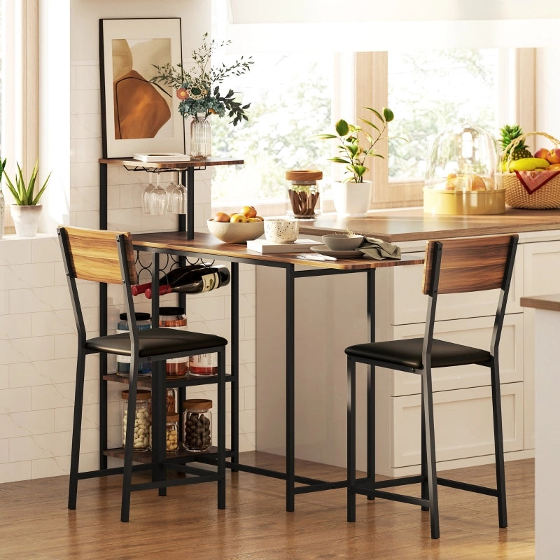 TAVOLO ALTO ESTENSIBILE 110-140x40 cm Marrone in MDF e Metallo Set da 3 pezzi