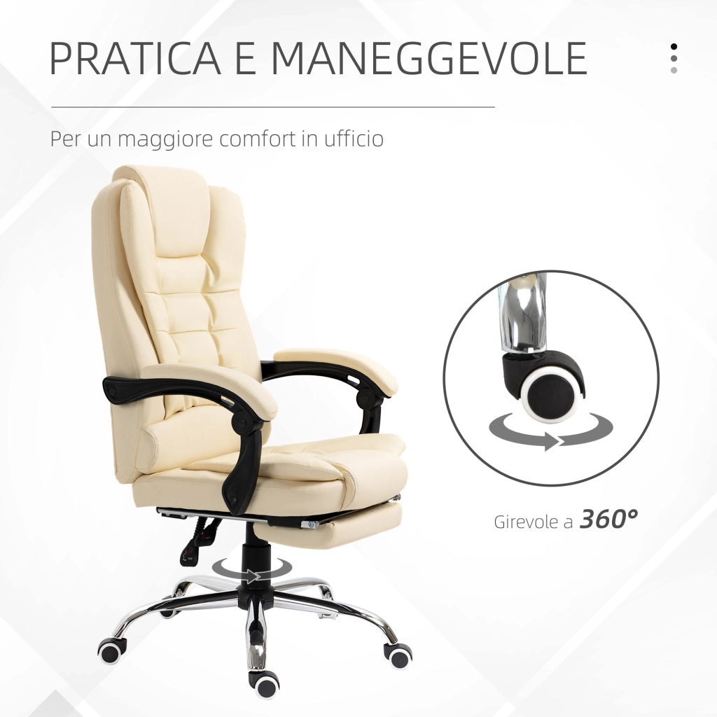 Poltrona Reclinabile in Similpelle ¨C Zephmum ¨C Bianco 64.5x69x109-117 cm