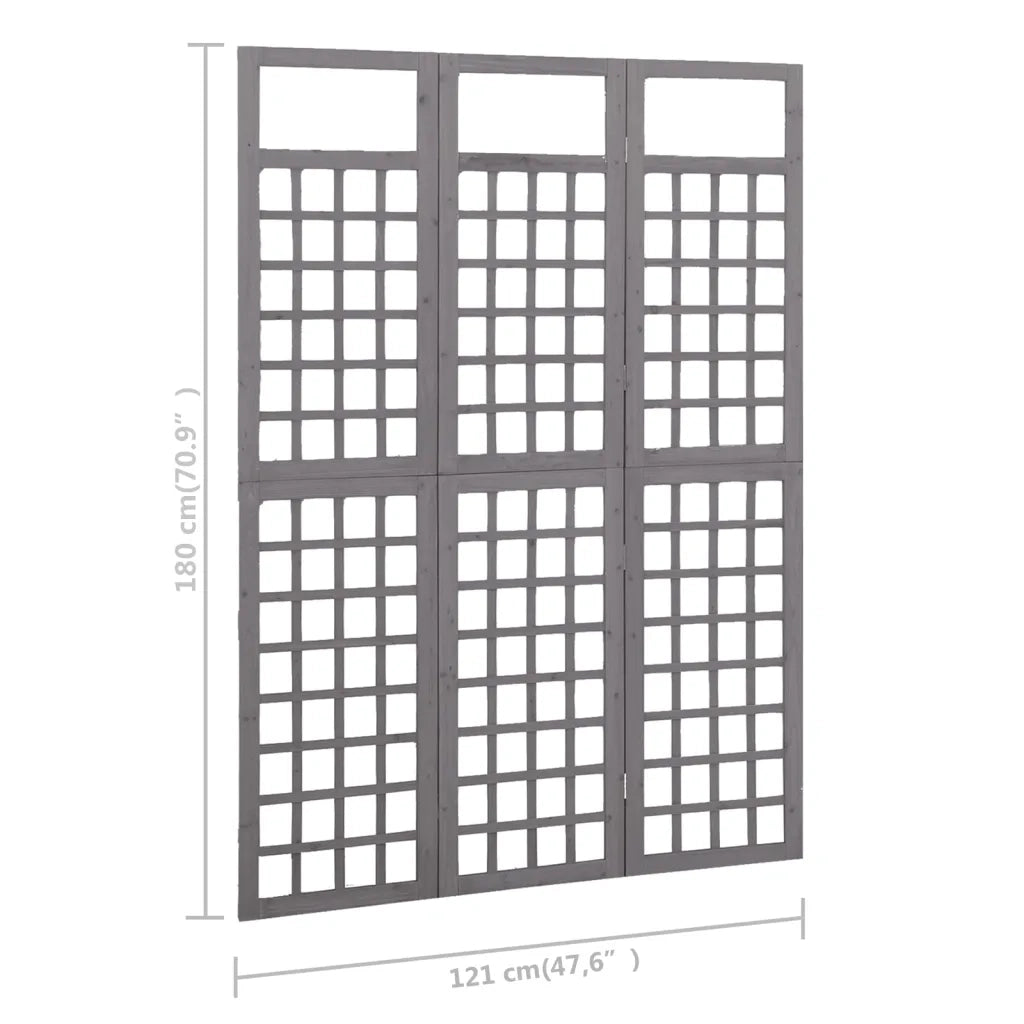 Divisorio Ambienti | Divider per stanze | Paravento a 3 Pannelli in Legno di Abete Grigio 121x180 cm