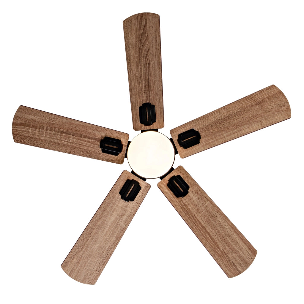 Ventilatore da soffitto nero da 42 pollici con luce dimmerabile e telecomando per uso interno ed esterno