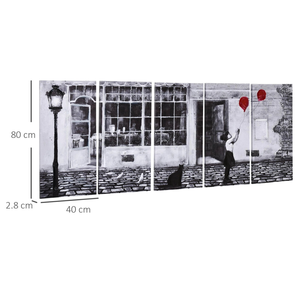 Stampa su Tela con Bambina 80x40 cm 5 Pezzi in Legno di Pino