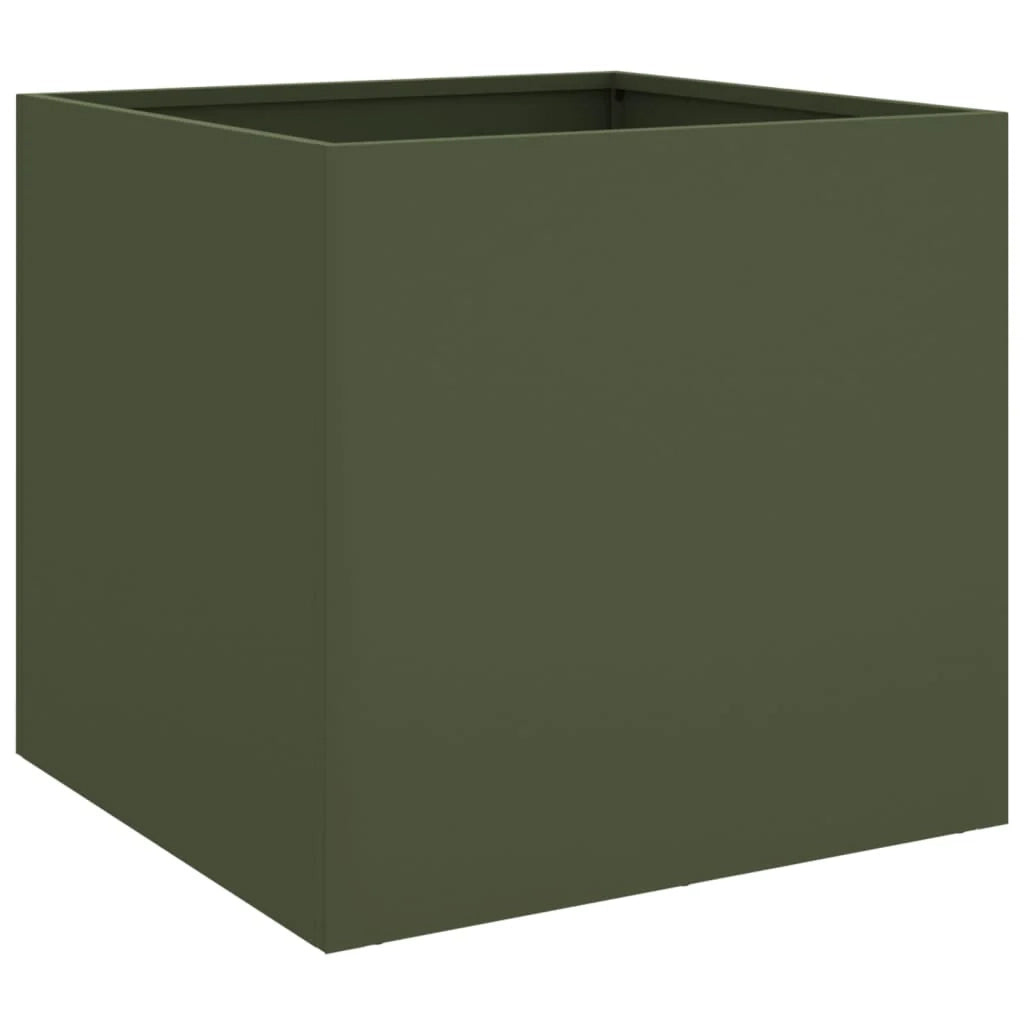 Fioriera aiuola rialzata fioriera aiuola giardino terrazza set da 2 oliva 49 x 47 x 46 cm acciaio verde 02_0039086