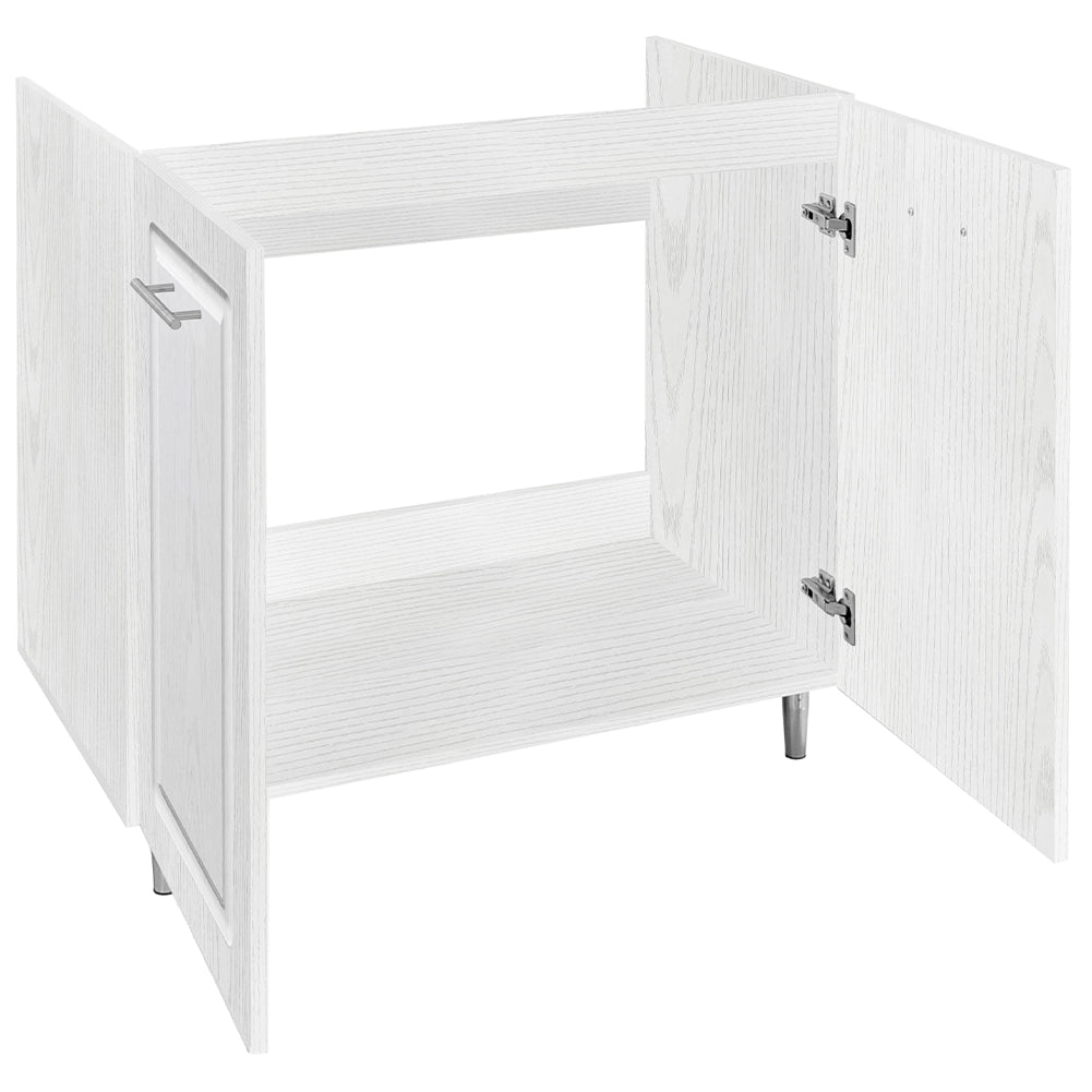 Mobile Cucina Sottolavello Componibile in Legno Bianco Frass. Classico 2 Ante 80cm