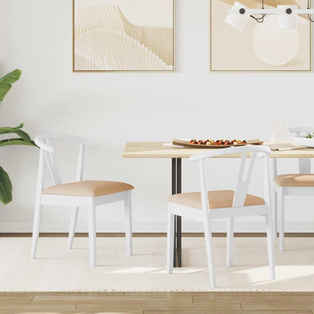 Sedia da pranzo 2 pcs Bianco e marrone Legno di gomma solido
