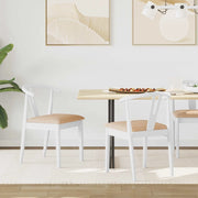 Sedia da pranzo 2 pcs Bianco e marrone Legno di gomma solido