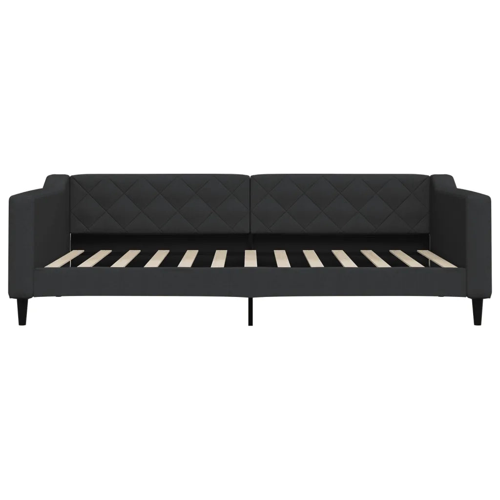 Divano Letto con Materasso Nero 100x200 cm in Tessuto