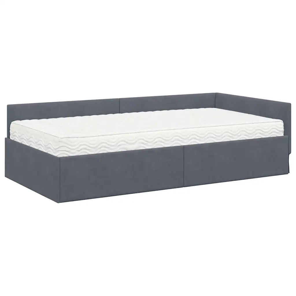 Struttura Letto Angolare con Materasso 2 pcs Grigio Velluto