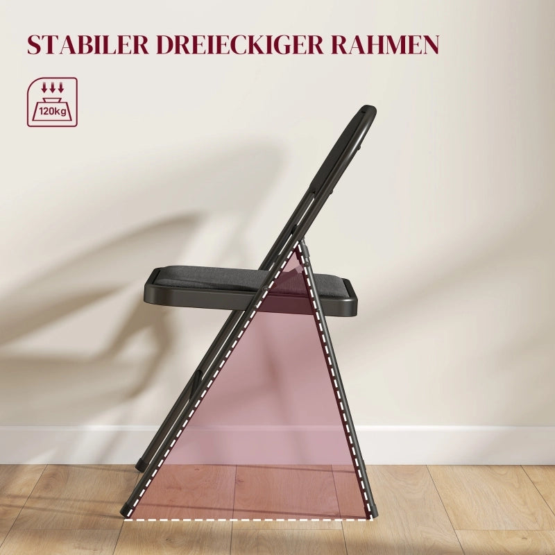 SEDIA PIEGHEVOLE Set da 4 pezzi 45x46x78 cm Nero in poliestere