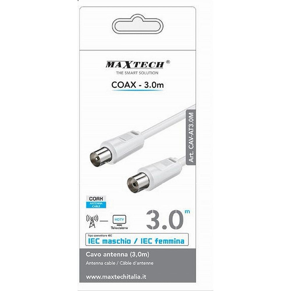 Trade Shop - Cavo Antenna Coax 3mt Iec Maschio-iec Femmina Televisore Hdtv Prolunga Cav-at3.0m -