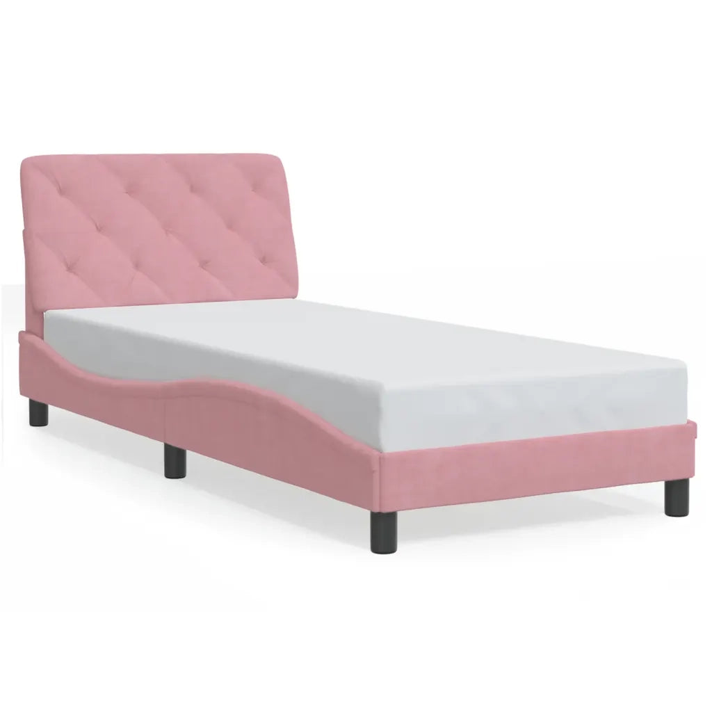 Giroletto con LED senza Materasso-Struttura Letto Rosa 90x200 cm in Velluto