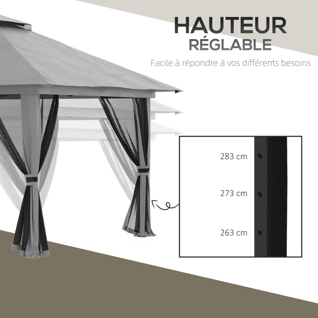 Tonnelle da giardino pieghevole ¨C zephmum ¨C 4x4 m grigio con 4 moustiquaires