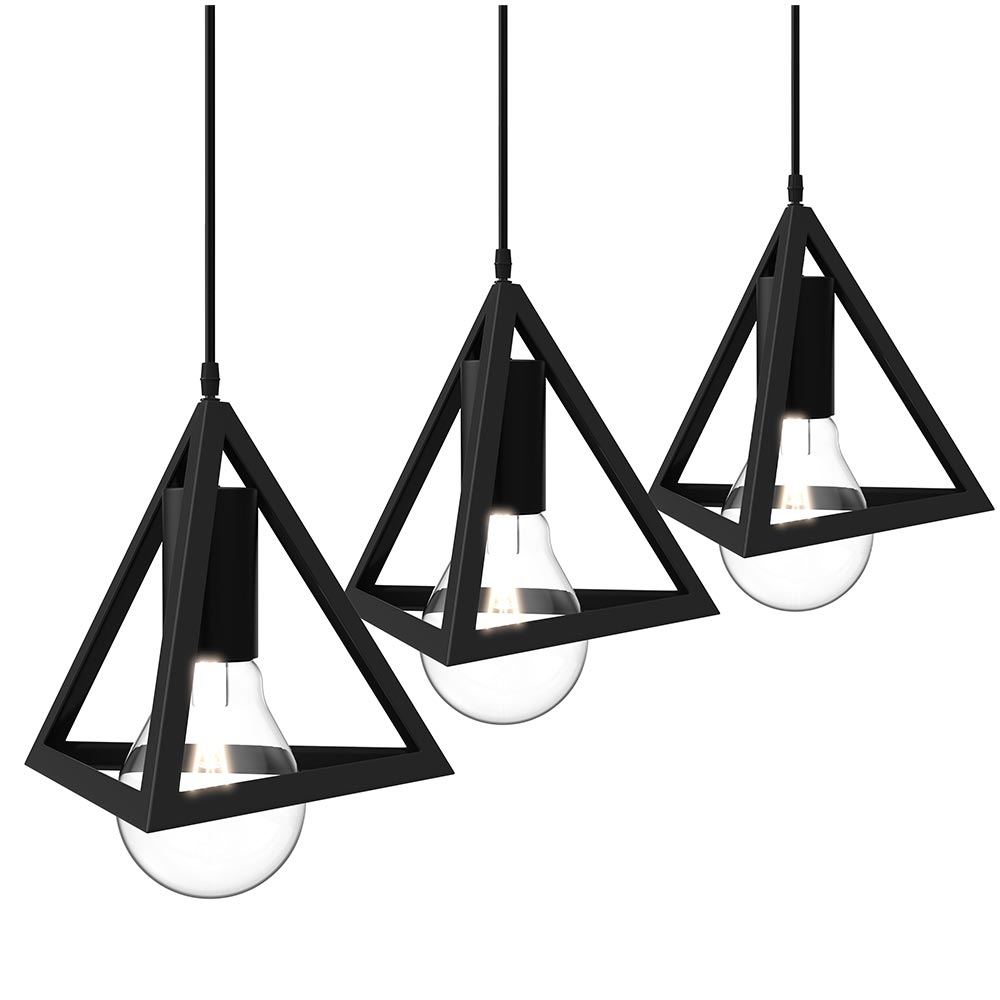 Lampadario Lampada Sospensione Piramide 18cm Design Moderno Paralume Nero