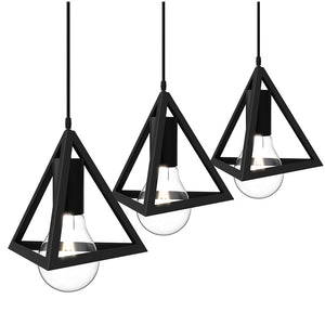 Lampadario Lampada Sospensione Piramide 18cm Design Moderno Paralume Nero