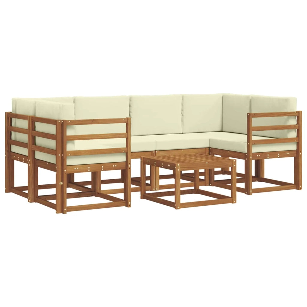 Set di divani da esterno con cuscino 7 pcs Naturale e Crema 3366063