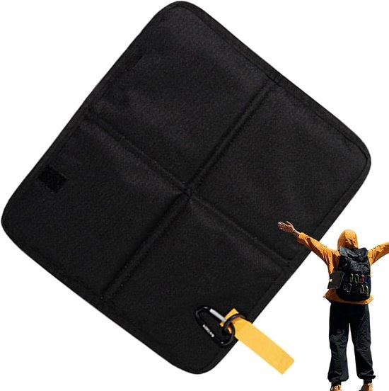 Cuscino sedentario - Mat raccoglibile - Attività all'aperto - Isolato impermeabile - 18,5 x 17 cm - Nero