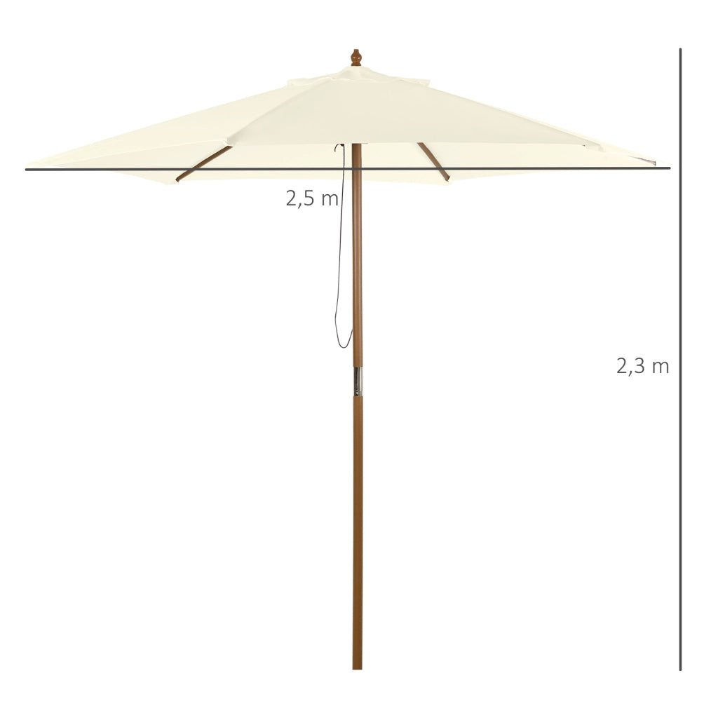 Ombrellone da Esterno in Legno con Sistema a Puleggia ¨C zephmum ¨C ?250x230cm, Bianco
