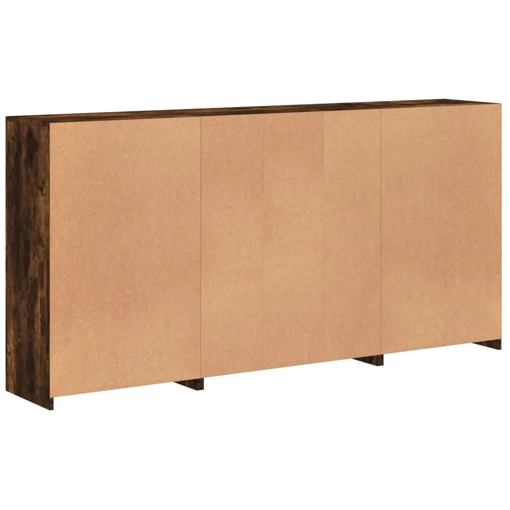 Credenza con Luci LED-Buffet-Armadio da cucina Rovere Fumo 202x37x100 cm