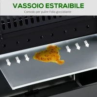 Barbecue a Gas a 5 Fornelli con Ripiani Laterali e Armadietto, in Acciaio e PP, 125x51x100 cm, Nero