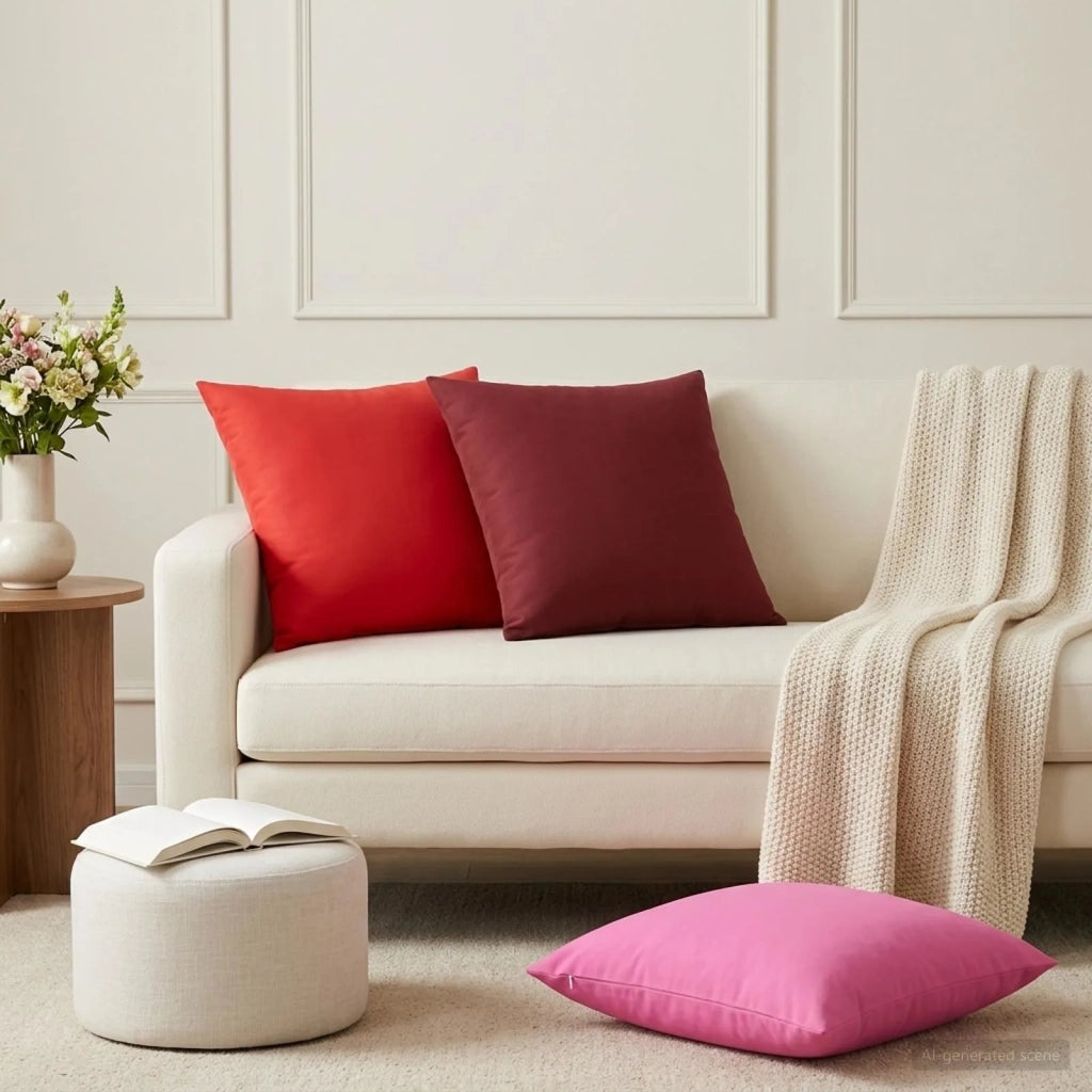 Federa 6 pcs HEERLEN Rosso 60 x 60 cm Poliestere 912706