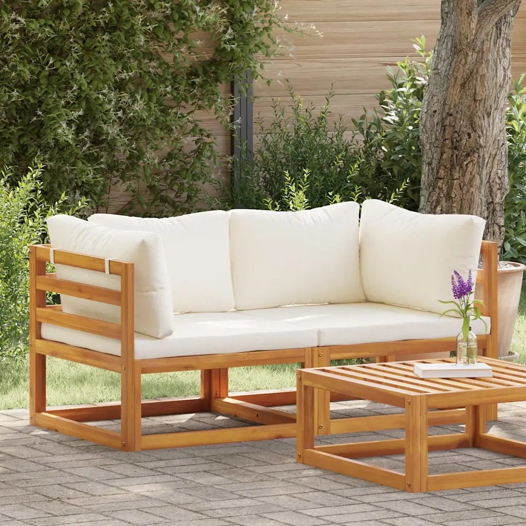 Divani Modulari Angolari 2 pz con Cuscino Bianco Crema 311853