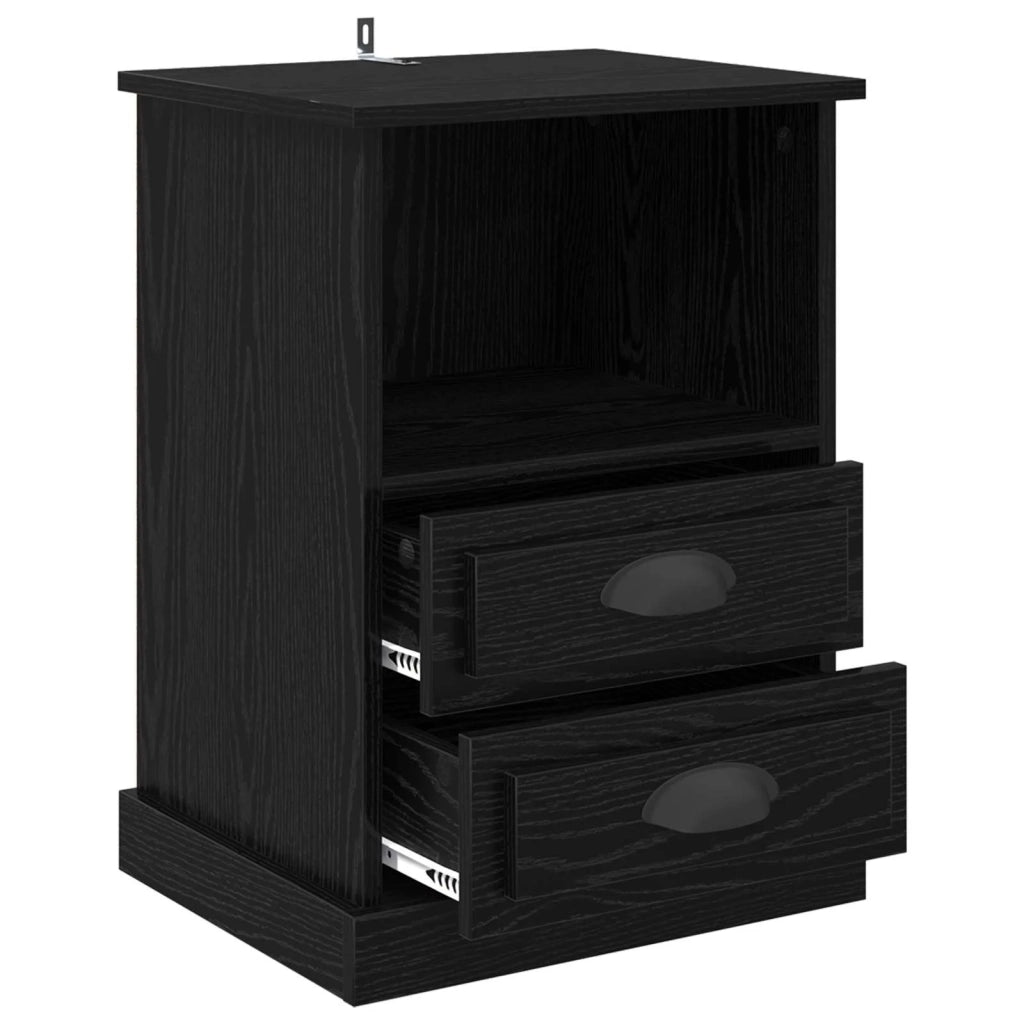 Armadio da Notte con cassetto 2 pcs Rovere Nero 36 x 43 x 60 cm