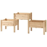 Fioriera su Piedi quadrata a 2 livelli cm Inserti per l'irrigazione Legno di Abete, 184L x 45l x 80H