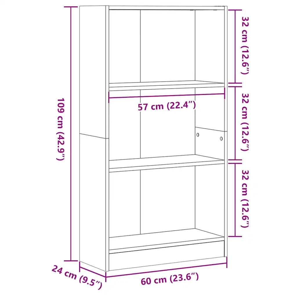 Libreria Rovere Sonoma 60x24x109 cm in Legno Multistrato 857805