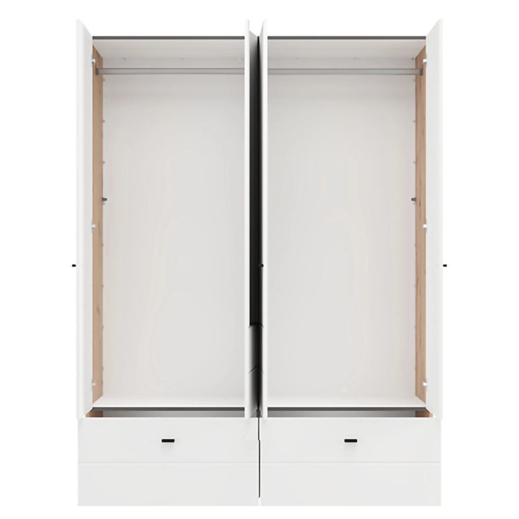 Armadio Camera da Letto Spigno, Guardaroba Grande 2 Ripiani, 155x208h cm Bianco Opaco