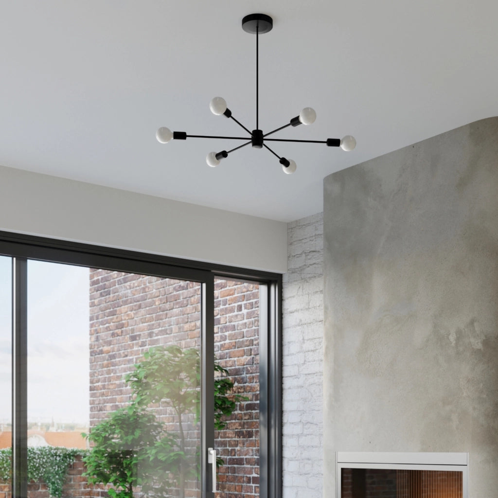 Lampadario TEMBO 5 luci nero Pure Lume E27 PU.1022