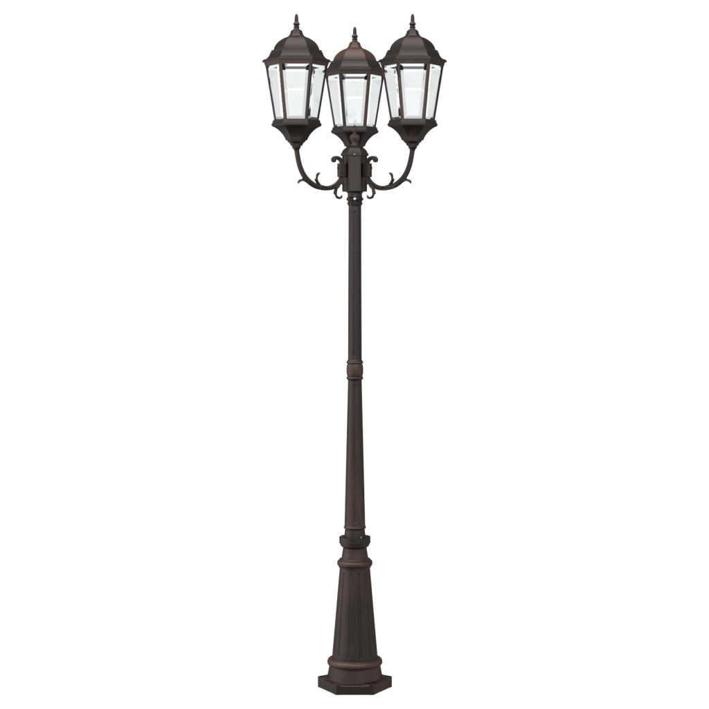 Palo da Giardino con 3 Lampade E27 Bronzo 235 cm Alluminio