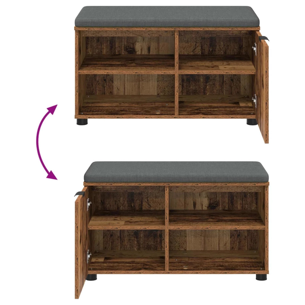 Panca per ingresso con cuscino-Sgabello-Panca da Corridoio Legno vecchio 80 x 38 x 46 cm 240356