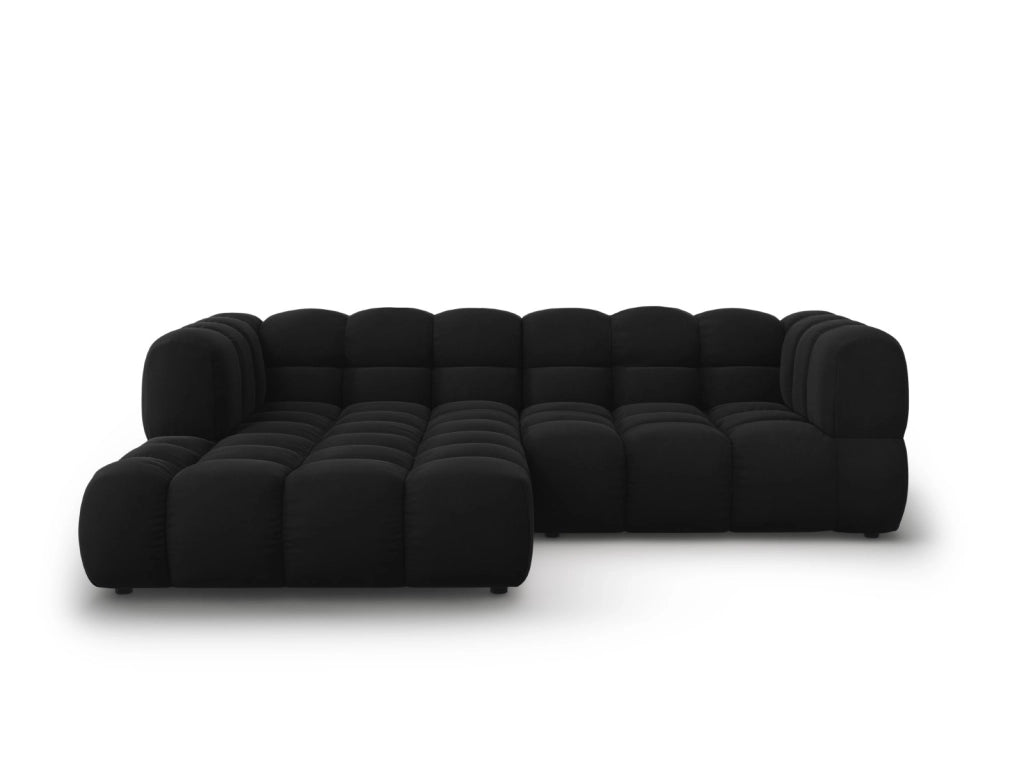 Cosmopolitan Design - Divano angolare modulare sinistro "Sky" 3 posti in velluto nero 