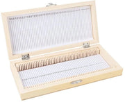 Set di microscopio da laboratorio 50 pezzi - Contenitore di conservazione in legno - Set di vetrini biologici - Ferro di fissaggio - Dimensioni 23 x 10,6 x 3,5 cm - Vetrini di oggetto